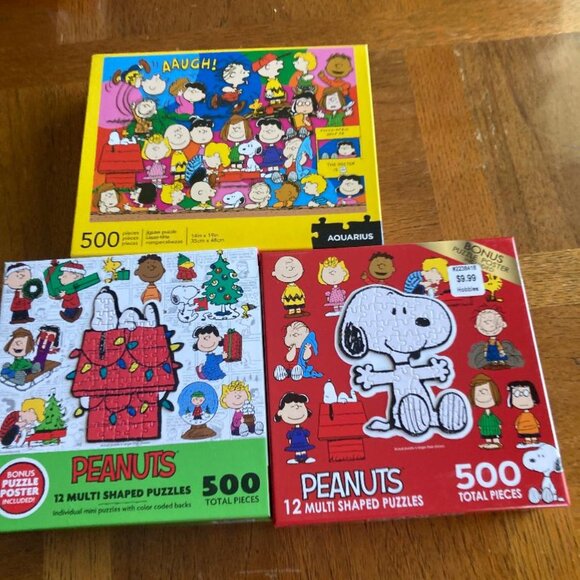 3 Peanuts Puzzles - 500 piece puzzles - Picture 1 of 5